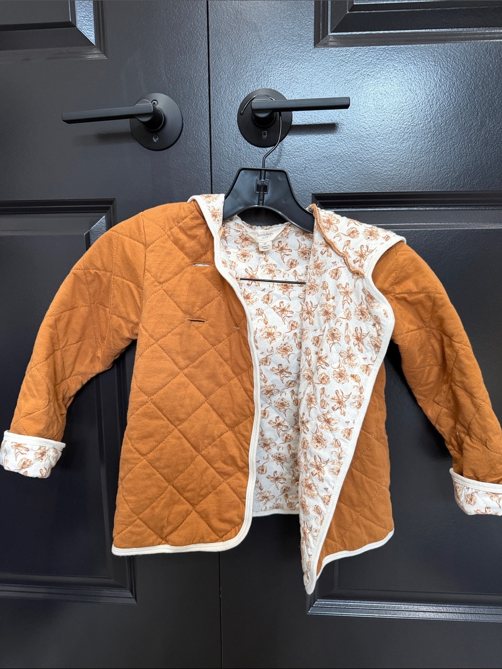 Burt's Bees Baby Quilted Rust Orange Reversible Jacket with Floral Lining